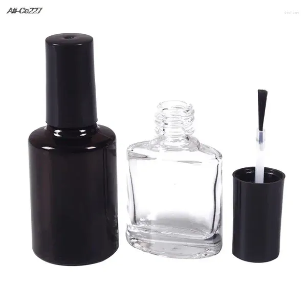 Botellas de almacenamiento 10/15 ml de esmalte de uñas vacío vidrio transparente con cepillo herramienta de manicura recargable