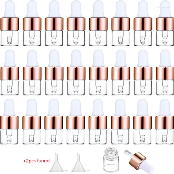 Bouteilles de rangement 10/20/30 / 50pcs Gropper Verre d'huile essentielle Pipettes de capette en or rose 1 ml 2 ml 3ml 5ml