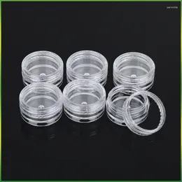 Bouteilles de rangement 10/20 / 30pcs en plastique transparent en plastique Boîte de perles petits pots de récipient ronde maquille les boîtes d'organisateurs pour le déplacement de 2,5 ml