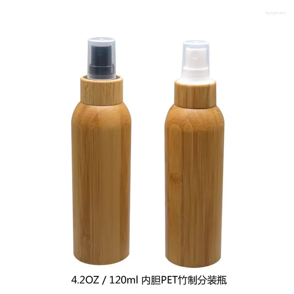 Botellas de almacenamiento 10/20pcs 120 ml Accesorios cosméticos vacíos Boquilla de bobina bambú de neblina fina bomba de loción emulsión recargable