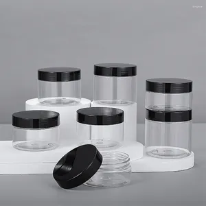 Bouteilles de stockage 10/30pcs 50ml 100ml 150ml 250ml pot de crème cosmétique vide avec couvercle en aluminium récipient en plastique transparent pot de maquillage pour animaux de compagnie voyage