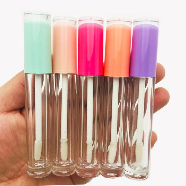 Bouteilles de stockage 10/50/100 pièces 5 ML Tubes de brillant à lèvres vides conteneur de bouteille transparente en gros rouge à lèvres rechargeable Packinkg