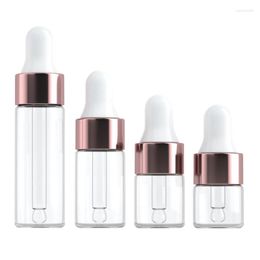 Opslagflessen 10/50/100 stcs Mini -druppelaar Glas Lege Essentiële olie Rose Gold Cap Pipettes 1 ml 2 ml 3 ml 5 ml