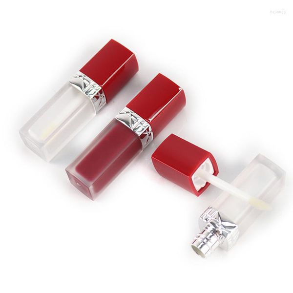Bouteilles de stockage 10/50pcs haut de gamme bouchon rouge brillant à lèvres bouteille en plastique vide cosmétique huile rechargeable Tube liquide rouge à lèvres