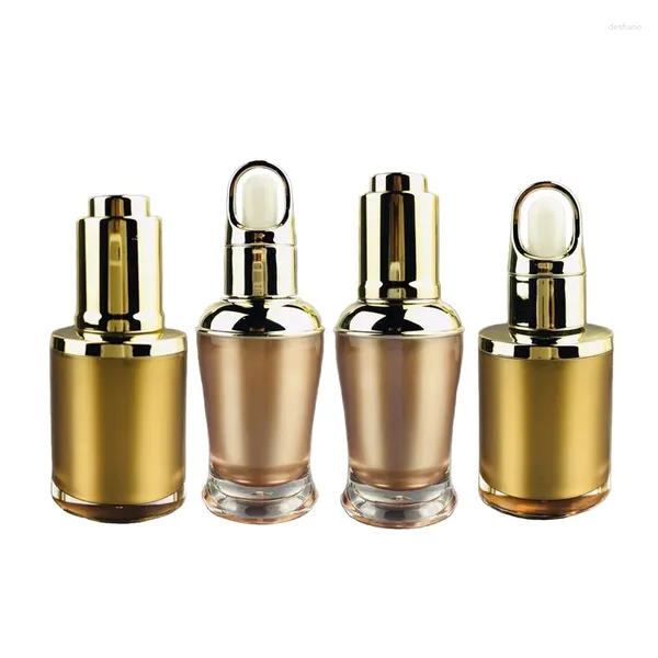 Botellas de almacenamiento 10 ml de aceite esencial Gold Botella de tatuaje acrílico Vacío de contenedor cosmético de cosmético Portable Gotper de emulsión 20 piezas