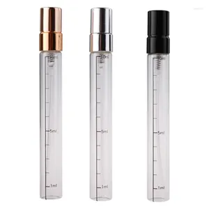 Bouteilles de rangement 10 ml de bouteille de parfum en verre vide vial de pompe à pulvérisation transparente avec échelle portable asmétique asmétique rechargeable 50 pcs