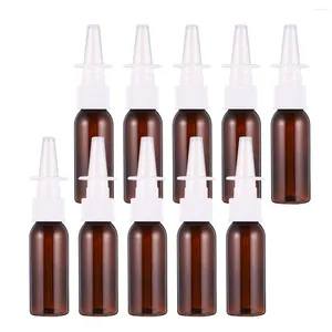 Botellas de almacenamiento 10 PCS 30 ml de hombro redondo botella larga nasal nasal directo nariz portátil de viaje de viaje portátil recarga
