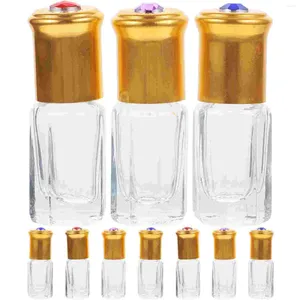 Bouteilles de rangement 10 pcs 3 ml Roll-On Applicateur Fial Perfume bouteille vide d'huile essentielle Organisateur Verre