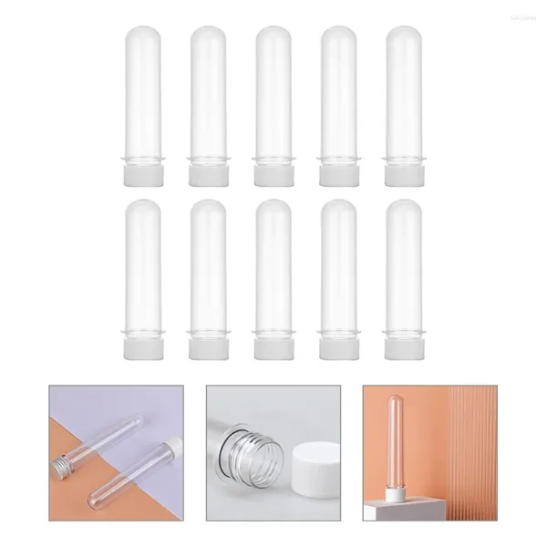 Botellas de almacenamiento 10 PCS TUBOS PORTABLES Bottled Prueba transparente con tapas de plástico Candetano reutilizable