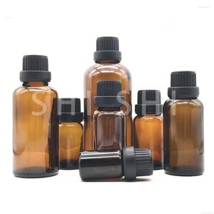 Bouteilles de rangement 10 pcs verre pour les huiles essentielles rechargeables Perfume de bouteille de compte-gouttes d'ambre vide 5 ml 10 ml 15 ml 20ml 30ml