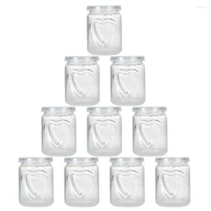 Opslagflessen 10 pc's glazen potten hartpudding fles container bak jelly cup dessert lege containers