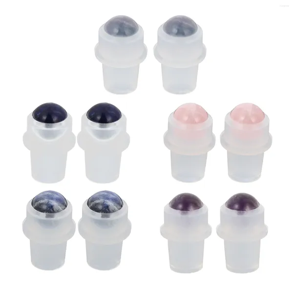 Botellas de almacenamiento 10 PCS Semi Precious Piedras de reemplazo de botella Rolleros Ruedas de desplazamiento Aceites esenciales bolas Perfume pulido