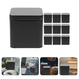Bouteilles de rangement 10 pcs en étanche en métal portable carré peut définir des boîtes de boulangerie en pot de bonbons (noir) pour le boîtier des cookies vide