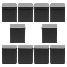 Bouteilles de rangement 10 pcs en étanche en métal portable carré peut régler 10 pcs (noir)