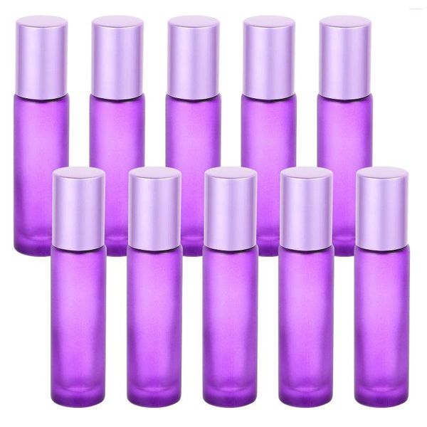 Botellas de almacenamiento 10 PCS Dispensador de botella de rodillo de vidrio amarillo para aceites Aplicador de crema de ojos de acero recargable