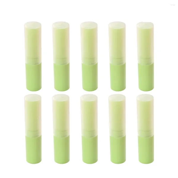 Bouteilles de stockage 10 pièces Tubes de récipient à lèvres vides brillant à lèvres avec fond et capuchon pour le bricolage (vert)