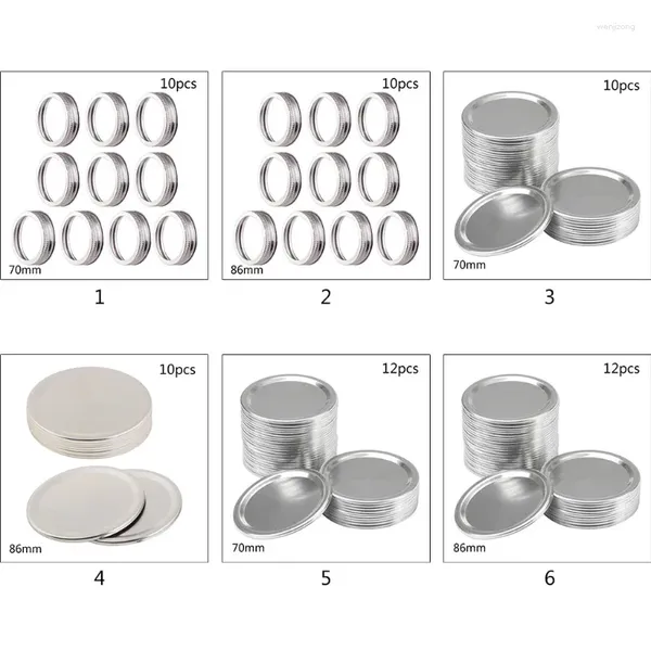 Bouteilles de rangement 10 pièces / ensembles de conserve couvercles anneaux de type solide de type divisé pour pots Mason Bands
