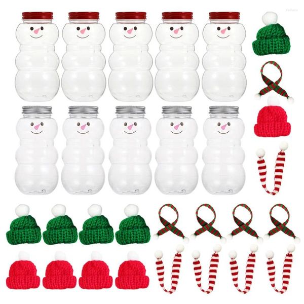 Bouteilles de rangement 10 ensembles JUI DE SNOYS SNOWMAN JUSE avec chapeaux et foulards