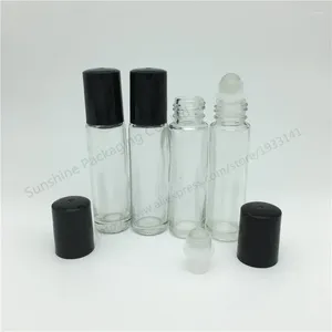 Bouteilles de rangement 10 x 10 ml rouleau sur bouteille de parfum ml huile essentielle claire petite flacon de rouleau en verre