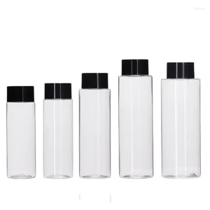 Bouteilles de stockage 100/120/150/200/250 ml Bouteille d'eau de toner en plastique PET Couvercle à vis noir brillant Transparent Cosmétique Hydrolat Liquide 20 pièces