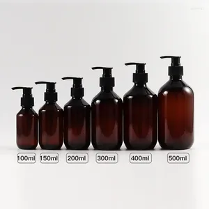 Botellas de almacenamiento 100/150/200/300/400/500 ml Champú Bomba rellenable Contenedor Plástico Líquido Gel de ducha Suministro de baño para el hogar