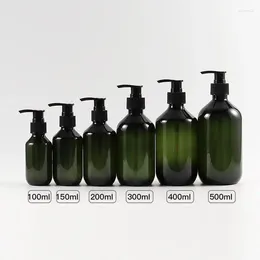 Botellas de almacenamiento 100-500 ml Champú verde marrón Contenedor de bomba recargable Plástico Líquido Gel de ducha Suministro de baño para el hogar