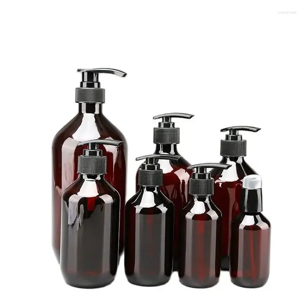 Bouteilles de rangement 100 à 500 ml de pompe de lotion en plastique bouteille de la pompe de lotion en plastique Amber Hand Dispeners de salle de bain Rempillable Gel de douche de shampooing 10pcs