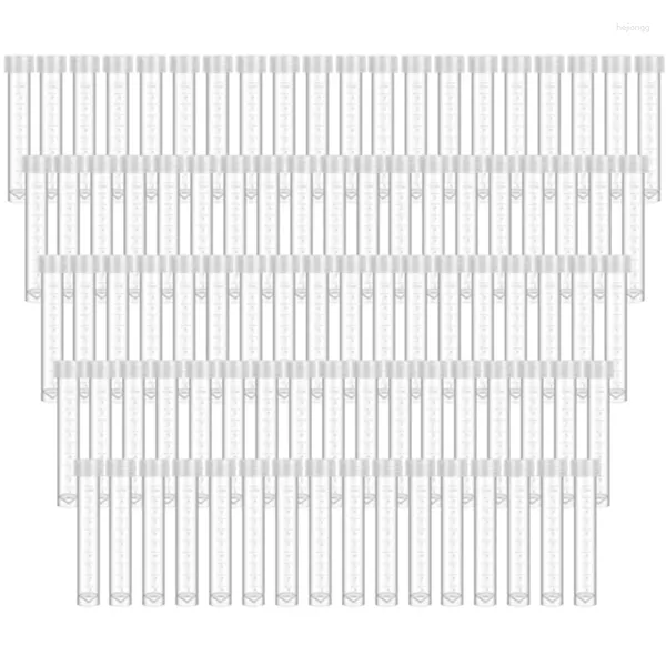 Bouteilles de stockage 100 pcs 10ml tubes à essai en plastique bouchons couvercles de laboratoire transparents flacon joint bouchon conteneur