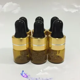 Botellas de almacenamiento 100 PCS 1 ml Amber Small Glass Golper para esencial DESDEDOR DE BOTALLA DE PERFUMA DE ACEITE