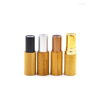 Bouteilles de stockage 100 pièces Tubes de rouge à lèvres en bois de bambou vides peuvent personnaliser le Logo conteneurs cosmétiques emballage de maquillage en gros