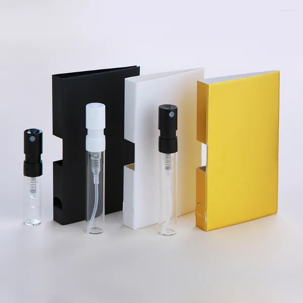 Botellas de almacenamiento 100 unids/lote 1 ml 2 ml frascos de vidrio de bayoneta perfume recargable con tarjeta de papel mini botella de probador de muestra de fragancia