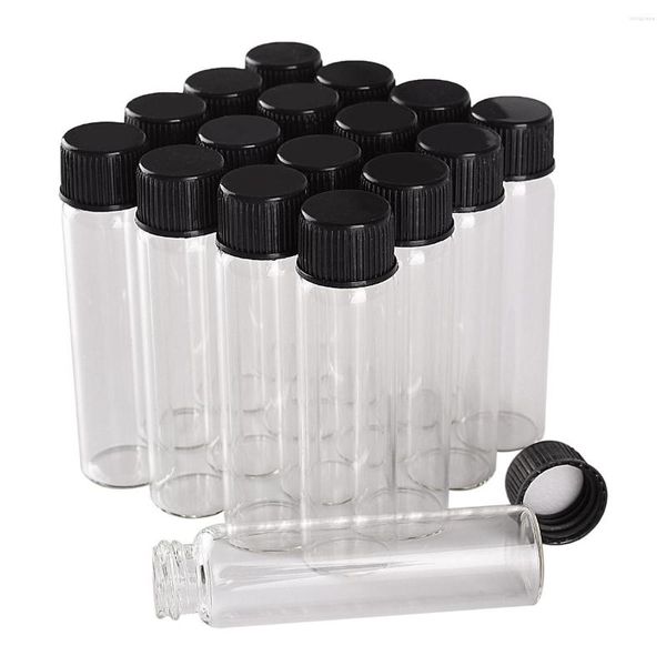 Botellas de almacenamiento 100 piezas 6 ml 16 60 mm Vidrio con tapas de plástico negro Mini frascos pequeños Viales