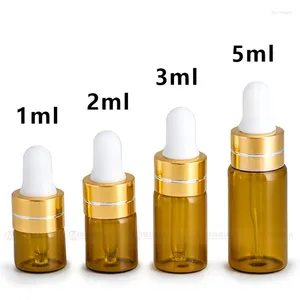 Bouteilles de stockage 100 x 1 ml 2 ml 3 ml 5 ml Mini flacon compte-gouttes en verre vide petit échantillon huile essentielle portable liquide ambre