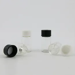 Botellas de almacenamiento 100 x 3ml Clear Clear Vacy Glass Bottle con párpados de plástico 1/10 oz Vials de 3cc Tornillo de tornillo Tapa negra