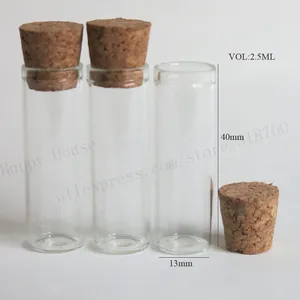 Opslagflessen 1000 x 2,5 ml helder glazen monsterbuis met houten kurk 2,5cc kleine flesjes 13 40 mm stoped