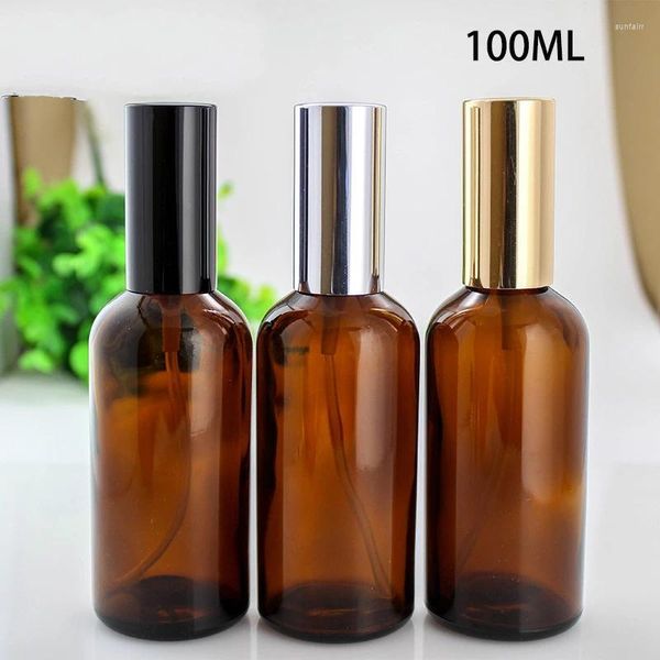 Bouteilles de rangement 1000pcs 100 ml portables givrées ambre givré / verre brun à huile essentielle pulvérisation de pulvérisateur de brume de brouillard