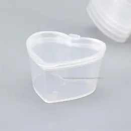 Opslagflessen 1000 stks 45 ml PP Plastic hart vierkante vierkant gevormde kruidendoos Wegwerpcup-saladesaus Take-out verpakking