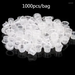 Botellas de almacenamiento 1000pcs S/M/L de plástico Desechable Microblading Tattoo Ink Cazas de tinta de maquillaje Pigmento Pigmento Accesorios de tapa de contenedor