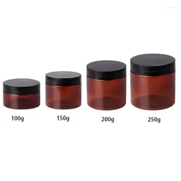 Bouteilles de stockage 100g 150g 200g 250g Vide Brown PET Crème Pot 250 ml Solide Parfums Conteneur Avec Noir PP Bouchon À Vis Joint Pot Visage Peut