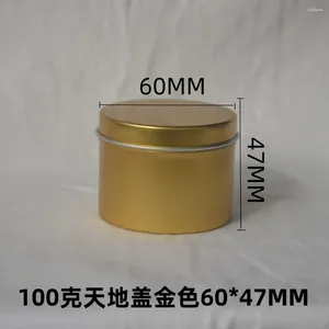 Opslagflessen 100g 60mm 47mm lege aluminium kaarsen gouden behuizing cosmetische gezichtsmasker container decoraties hervulbare fles handcrème pot