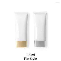 Bouteilles de rangement 100 g de tube doux cosmétique vide 100 ml Récipient de compression en plastique blanc aloès crème à main lotion de voyage bouteille rechargeable