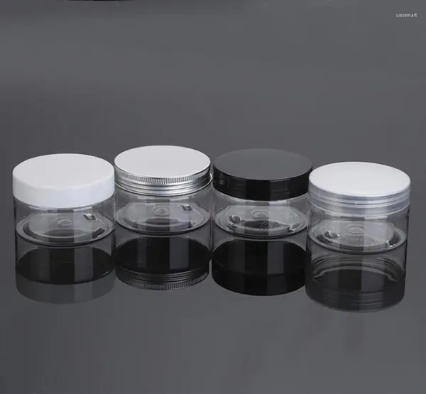 Bouteilles de rangement 100grams Jar Pet Clear Pot Black White Cud Crème Masque Gel Essence Mlisturizer Emulsion Wax Skin Care Packing