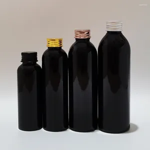 Bouteilles de stockage vides en plastique, 100ml, 150ml, 200ml, 250ml, avec capuchon en aluminium doré et noir, pour shampoing, emballage de Gel douche