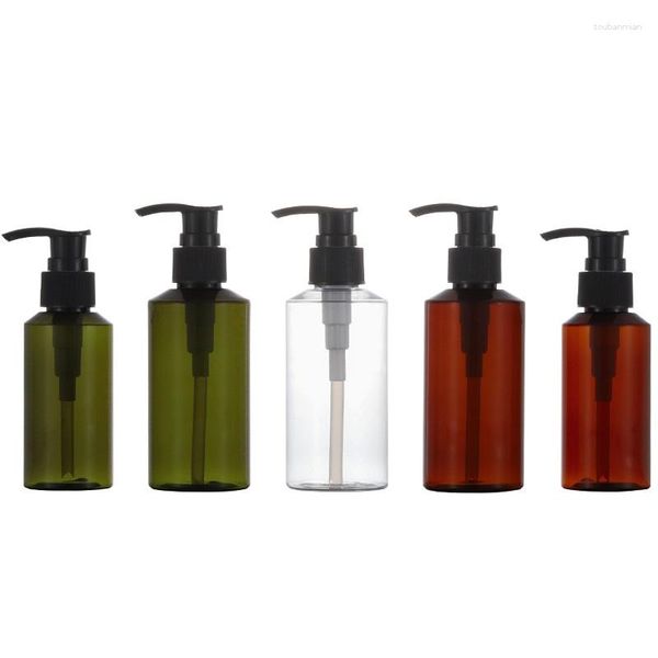 Botellas de almacenamiento, 100ml, 150ml, bomba de loción, botella, ámbar, verde, PET, plástico, hombro oblicuo, dispensador de champú líquido, 10 Uds.