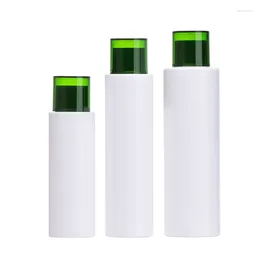 Bouteilles de rangement 100 ml 200 ml en plastique blanc vide bouteille de toner rond de toner vert couvercle rotatif emballage cosmétique rechargeable récipient 20pieces / lot