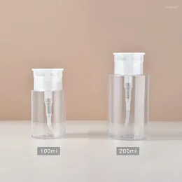 Opslagflessen 100 ml 200 ml draagbare reisravulbare fles lege plastic nagellakverwijderaar alcohol vloeibare perspomp dispenser