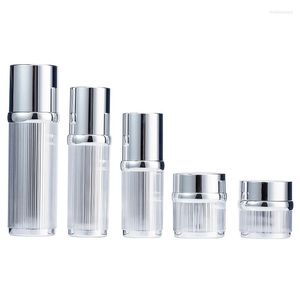 Bouteilles de stockage 100ML 50ML 30MLEmpty Skincare Cosmétique Emballage Conteneur Haute Qualité De Luxe Acrylique Argent Lotion Pompe Bouteille 30G 50G Crème