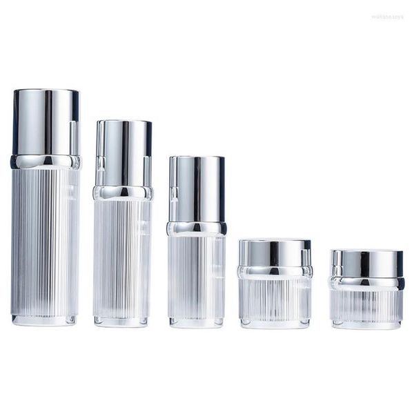 Bouteilles de stockage 100 ml 50 ml 30ml vide soins de la peau emballage cosmétique conteneur de haute qualité luxe acrylique argent lotion pompe bouteille 30G339R