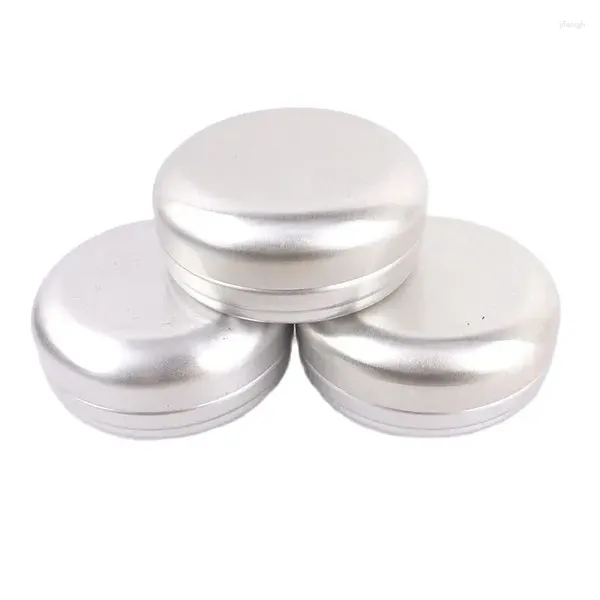 Bouteilles de stockage Conteneurs de bougies de 100 ml Pots de bonbons vides Pots de crème en métal étain 77x32mm 100G argent rond boîtes d'accessoires cosmétiques en aluminium