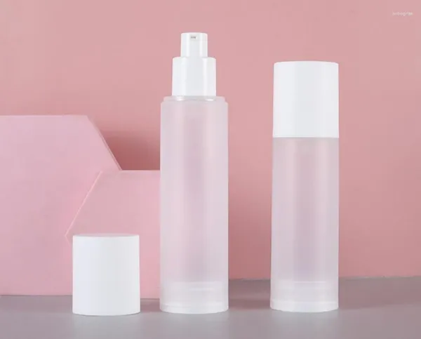 Botellas de almacenamiento de 100 ml Bottación de aire de plástico esmerilado para loción/emulsión/crema/suero/base/Embalaje cosmético para el cuidado de la piel
